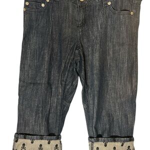 Torrid Dark Blue Jean Capris with Skull Cuffs